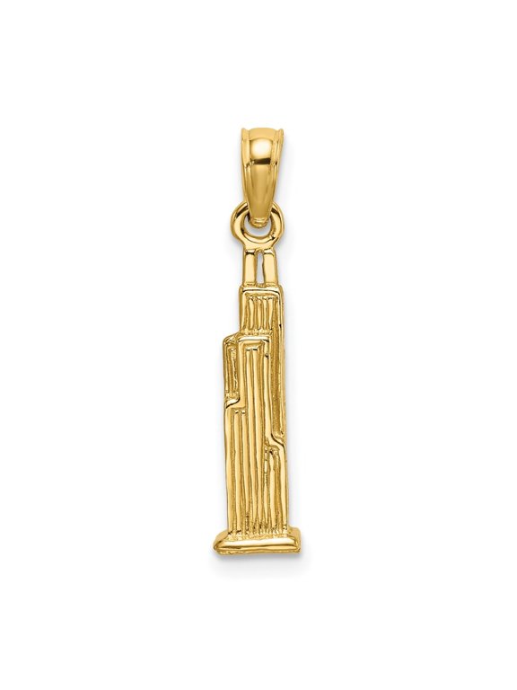 Fine Jewelry 14K Yellow Gold 3D Willis Tower (Chicago) Charm for Women