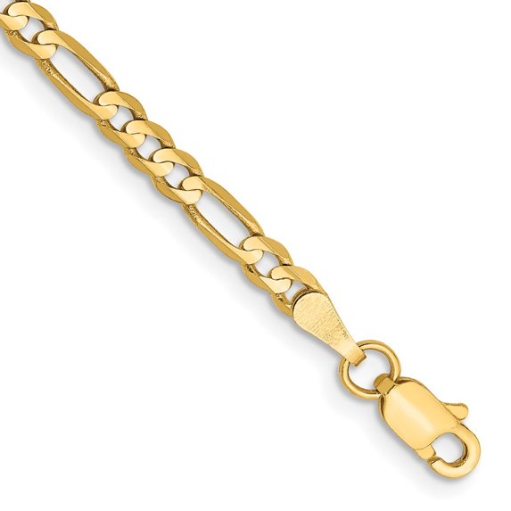 Auriga Fine Jewelry 14K Yellow Gold 3mm Concave Open Figaro Bracelet 8inch for Women