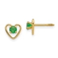 thumbnail image 1 of Auriga Fine Jewelry 14K Yellow Gold 3mm Emerald Birthstone Heart Stud Earrings for Women, 1 of 6