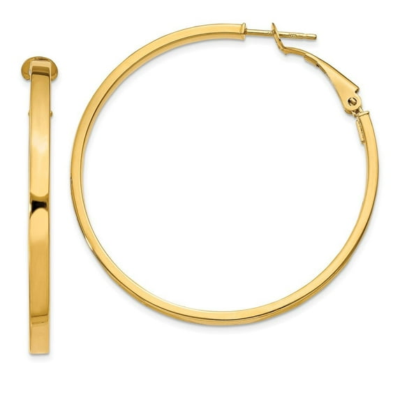 Auriga Fine Jewelry 14K Yellow Gold 3x40mm Square Tube Hoop Earrings for Women (L- 45.75mm, W- 46mm)