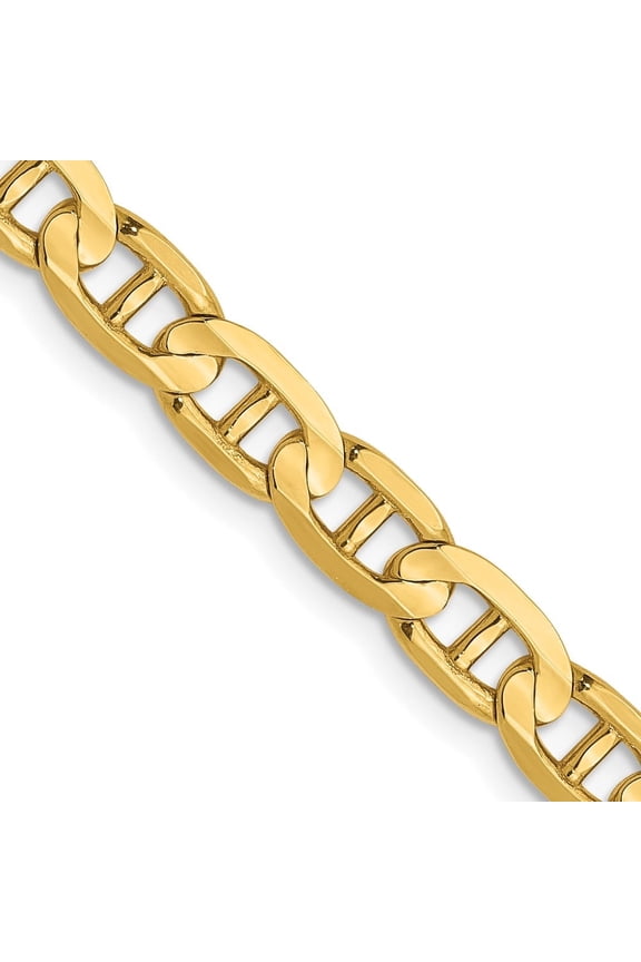 Fine Jewelry 14K Yellow Gold 4.5 mm Concave Anchor Chain Necklace for Women 18"