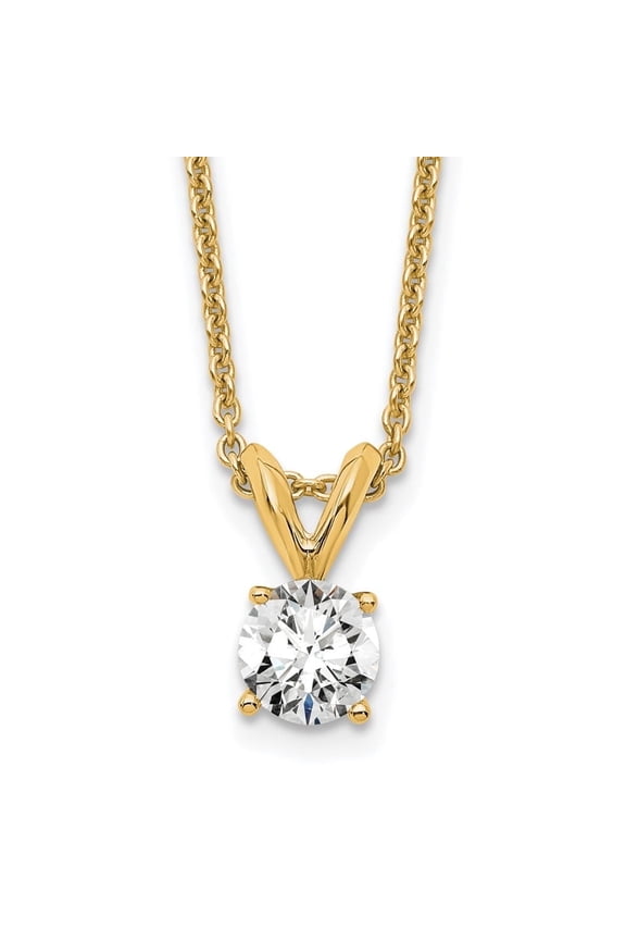 14K Yellow Gold 4.5 mm Lab Grown Diamond Solitaire Necklace for Women 18"