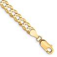 thumbnail image 1 of Auriga Fine Jewelry 14K Yellow Gold 4.7mm Lightweight Flat Cuban 9inch Chain Bracelet for Women, 1 of 3