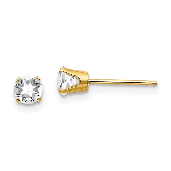 Auriga Fine Jewelry 14K Yellow Gold 4mm April/White Topaz Stud Earrings for Women