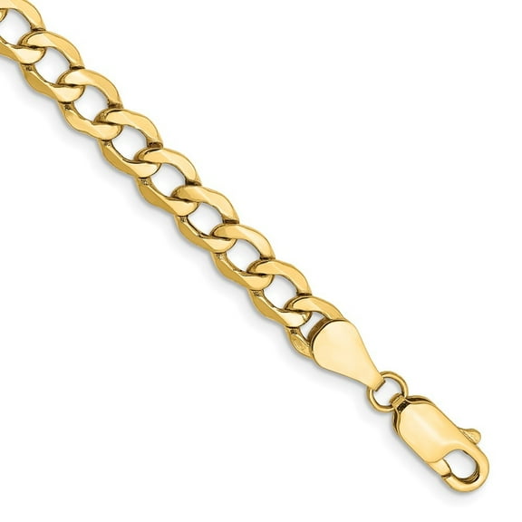 Auriga Mother's Day Gift 14K Yellow Gold 5.25mm Semi-Solid Curb Chain Bracelet for Women 7"