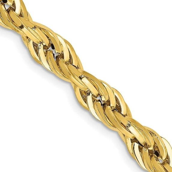 Auriga Fine Jewelry 14K Yellow Gold 5.4 mm Semi Solid Rope Chain Necklace for Men 26"