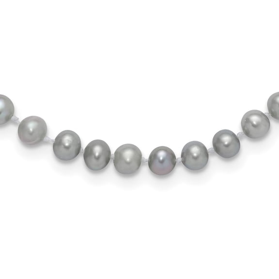 Auriga Fine Jewelry 14K Yellow Gold 5-6 mm Grey FWC Pearl Necklace for Women 18"