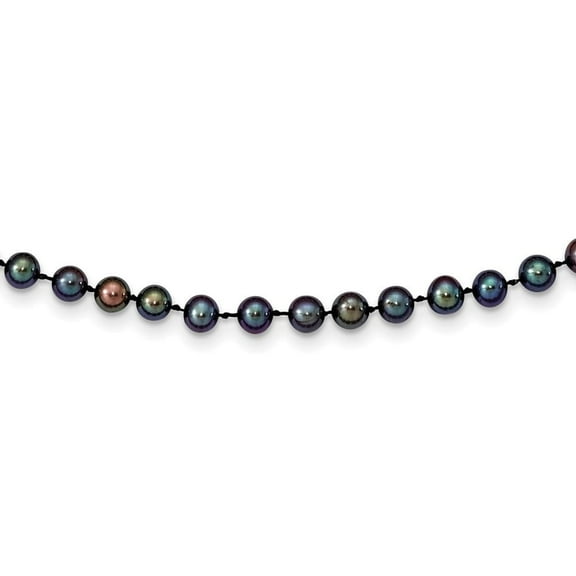 Auriga Fine Jewelry 14K Yellow Gold 5-6mm Black Pearl Necklace 18 inch for Women