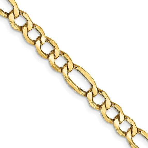 Auriga Fine Jewelry 14K Yellow Gold 5.75 mm Semi-Solid Figaro Chain Necklace for Mens 20"