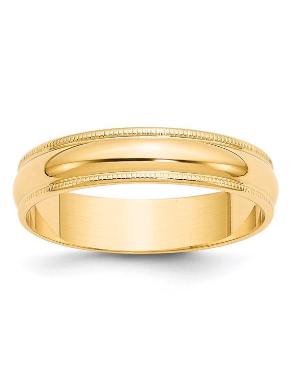 Fine Jewelry 14K Yellow Gold 5mm Migraine Half Round Wedding Band Size 6 for Women