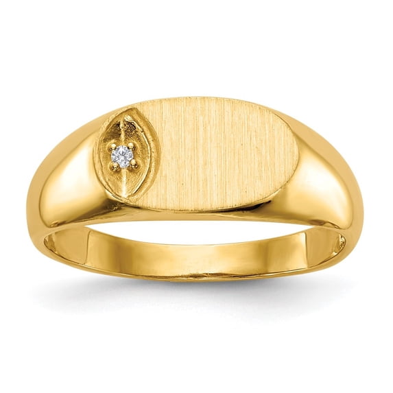 Auriga Fine Jewelry 14K Yellow Gold 6.5x11.0mm Diamond Open Back Signet Ring for Women Size- 6