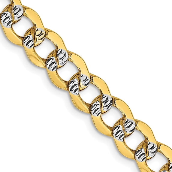 Auriga Fine Jewelry 14K Yellow Gold 6.75mm Curb Chain Necklace 16inch for Women