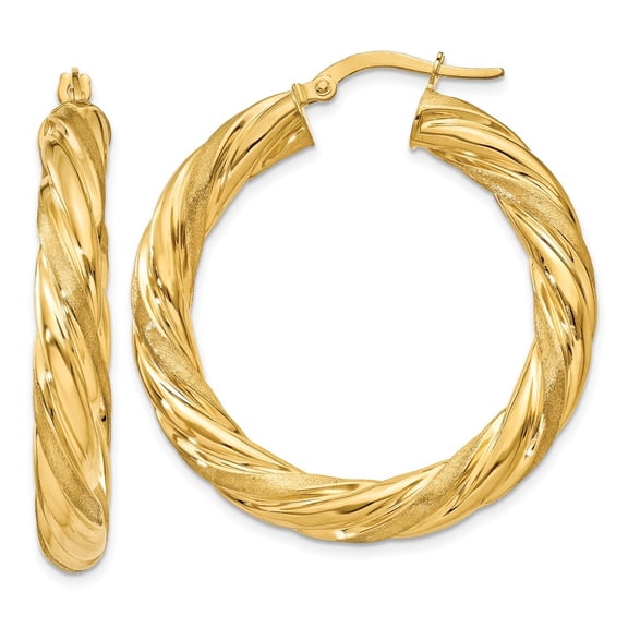Auriga Fine Jewelry 14K Yellow Gold 6mm Satin Twisted Hoop Earrings for Women