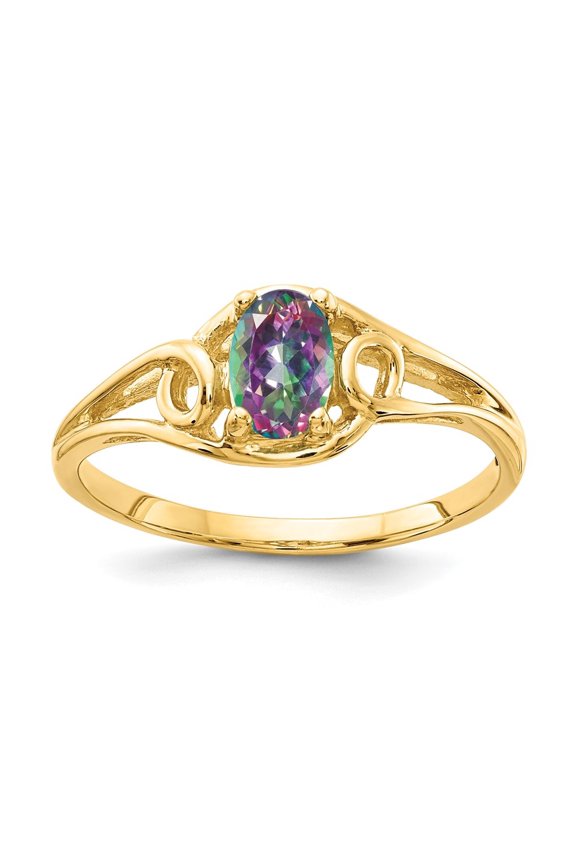 Fine Jewelry 14K Yellow Gold 6x4mm Oval Fire Topaz Ring for Women Size 6
