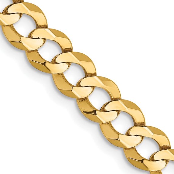 Auriga Fine Jewelry 14K Yellow Gold 7.2mm Flat Cuban Chain Necklace for Women 18"