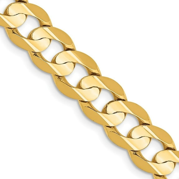 Auriga Fine Jewelry 14K Yellow Gold 7.5 mm Open Concave Curb Chain Necklace for Mens 24"