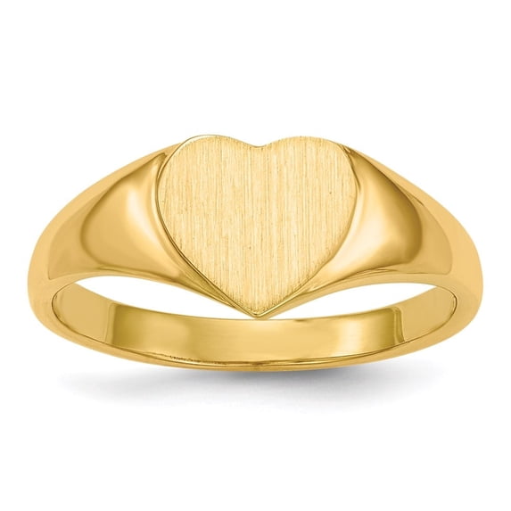 Auriga Fine Jewelry 14K Yellow Gold 7.5x8.5 mm Open Back Heart Signet Ring Size 6for Women