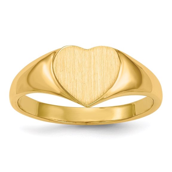 Auriga Fine Jewelry 14K Yellow Gold 7.5x8.5 mm Open Back Heart Signet Ring Size 6 Valentine's Day Gift for Women
