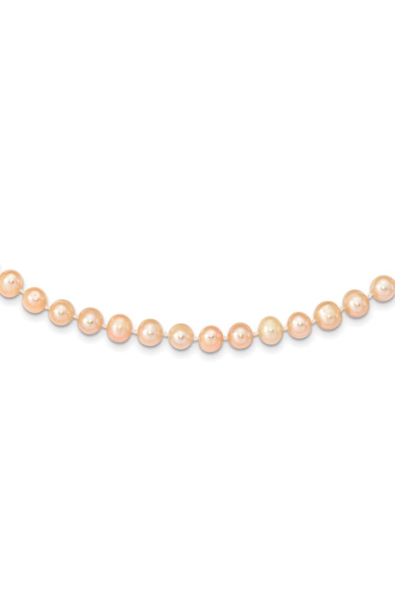 Fine Jewelry 14K Yellow Gold 7-8 mm Pink FWC Pearl Necklace for Women 24"