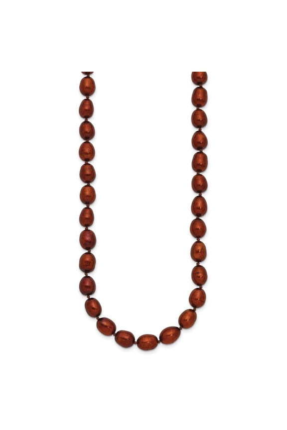Fine Jewelry 14K Yellow Gold 7-8mm Brown Pearl Necklace 18inch for Women