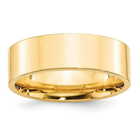Auriga Fine Jewelry 14K Yellow Gold 7mm Standard Weight Flat Comfort Fit Wedding Band for Men Size 14
