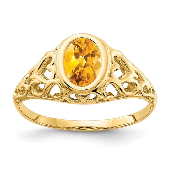 Auriga Fine Jewelry 14K Yellow Gold 7x5mm Oval Citrine Ring for Women Size 6