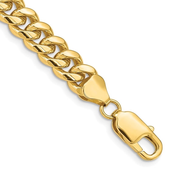 Auriga Fine Jewelry 14K Yellow Gold 8.5 inch 6.75mm Solid Miami Cuban Link Bracelet for Women