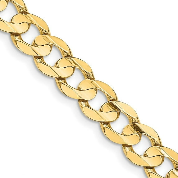 Auriga Fine Jewelry 14K Yellow Gold 8.5 mm Open Concave Curb Chain Necklace for Men 20"