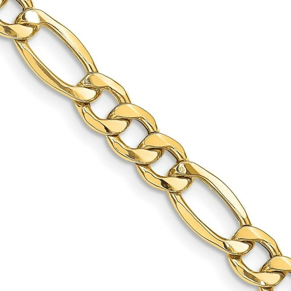 Auriga Fine Jewelry 14K Yellow Gold 8.5 mm Semi-Solid Figaro Chain Necklace for Mens 20"