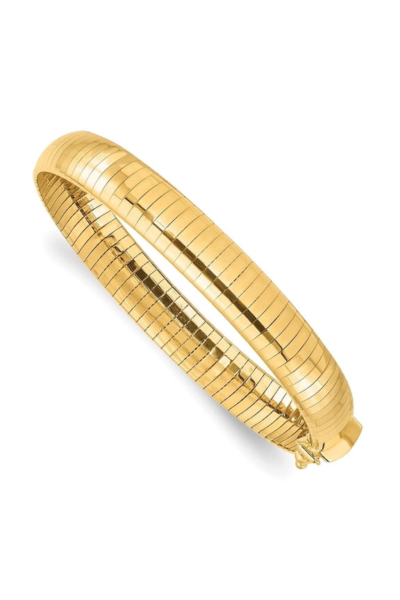 Fine Jewelry 14K Yellow Gold 8mm Lightweight Domed Omega Bracelet 7inch for Women