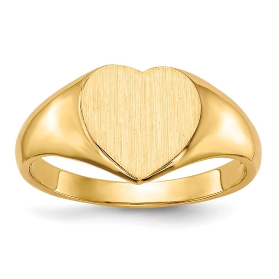 Auriga Fine Jewelry 14K Yellow Gold 9.0x9.0 mm Open Back Heart Signet Ring Size 5for Women