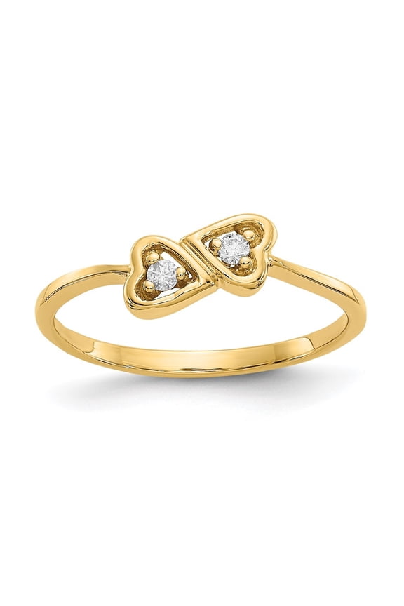 Fine Jewelry 14K Yellow Gold AA Diamond Heart Ring for Women Size 6