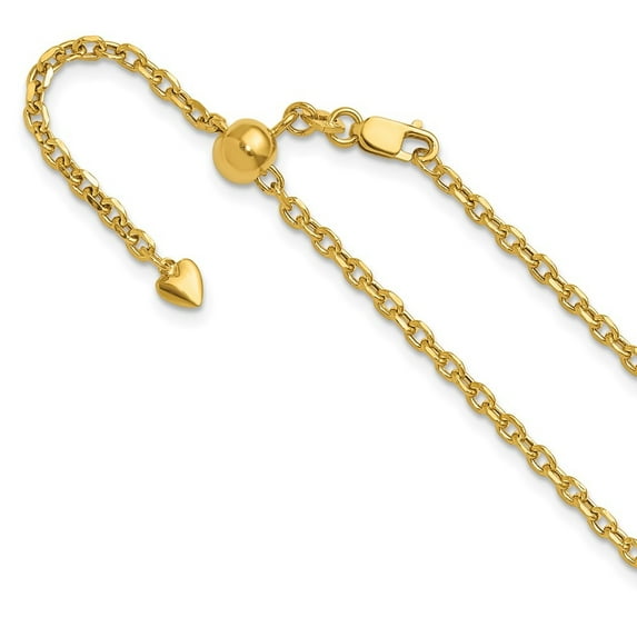 Auriga Fine Jewelry 14K Yellow Gold Adjustable 2.5 mm Semi-Solid Diamond-cut Cable Chain Necklace for Women 22"