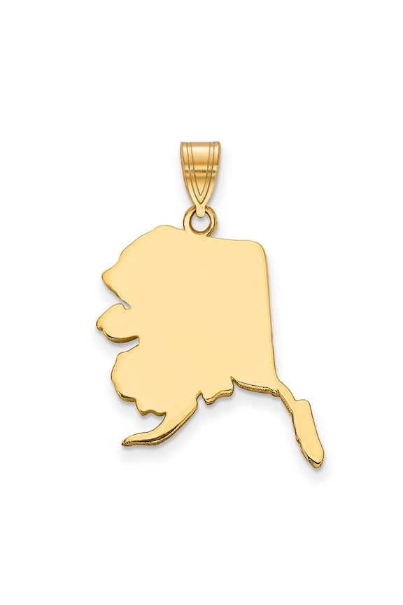 Fine Jewelry 14K Yellow Gold Ak State Pendant for Women (L-22.4mm, W-16.35mm)