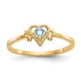 thumbnail image 1 of Auriga Fine Jewelry 14K Yellow Gold Aquamarine Birthstone Heart Ring Size 7 Valentine's Day Gift for Women, 1 of 7