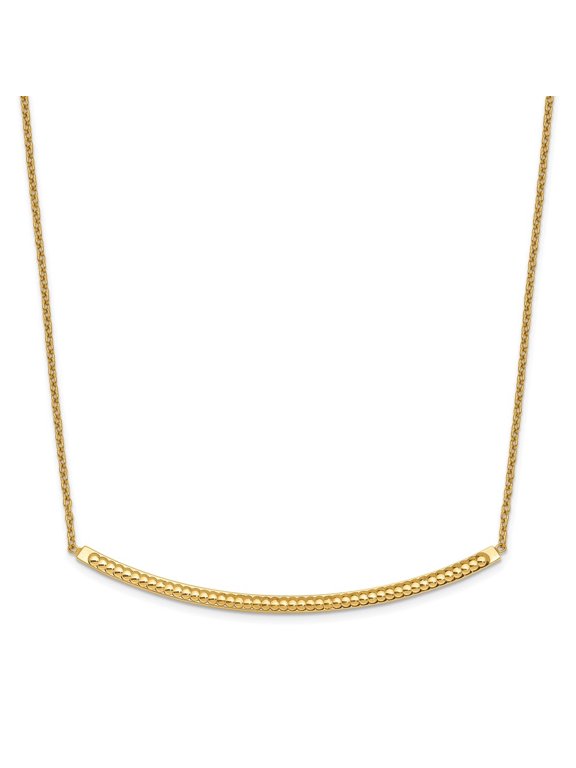 Fine Jewelry 14K Yellow Gold . Bar Necklace 16inch for Women