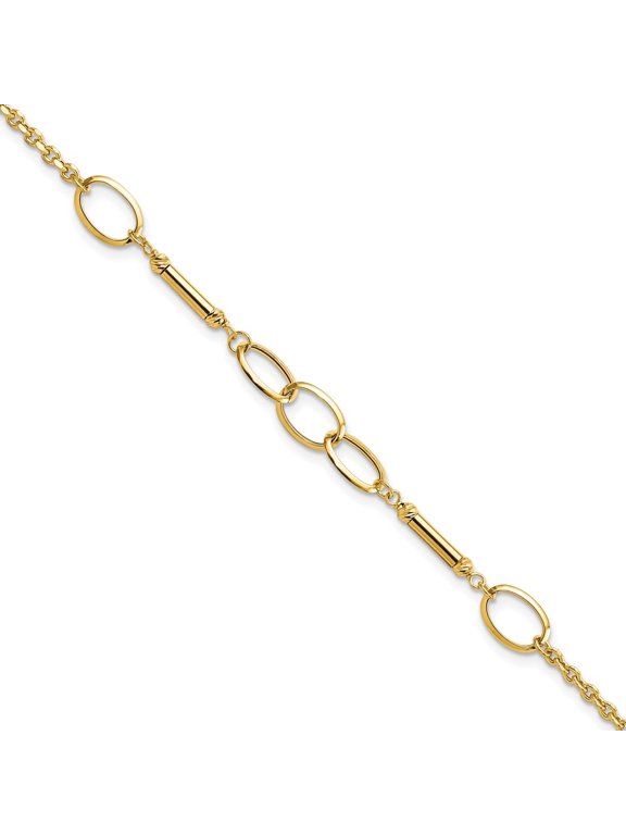 Fine Jewelry 14K Yellow Gold Bars and Links Bracelet 7.5 inch for Women