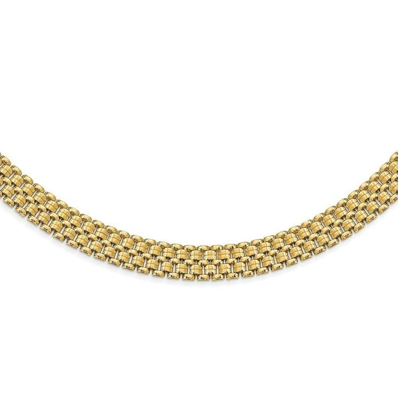 Auriga Fine Jewelry 14K Yellow Gold Basket Weave Pattern Necklace 17inch for Women