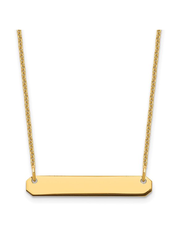 Fine Jewelry 14K Yellow Gold Blank Bar Necklace for Women 18"