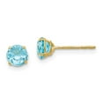 thumbnail image 1 of Auriga Fine Jewelry 14K Yellow Gold Blue Topaz Stud Earrings for Women (L-5mm, W-5mm), 1 of 6
