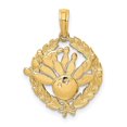 thumbnail image 1 of Auriga Fine Jewelry 14K Yellow Gold Bowling Story In Leaf Circle Charm Pendant for Women (L-18.2 mm,W-70.75 mm), 1 of 6