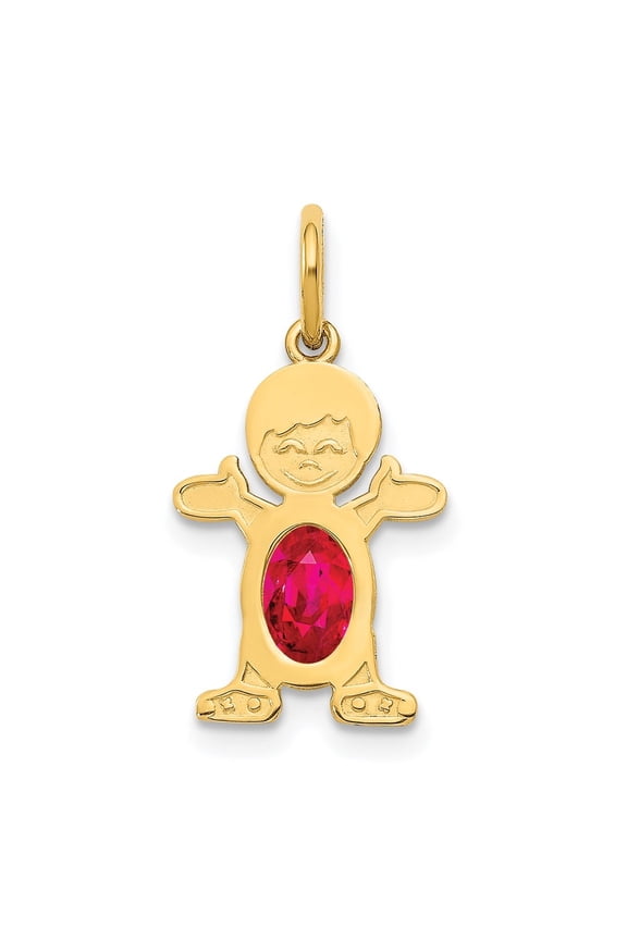 Fine Jewelry 14K Yellow Gold 6X4 Oval Genuine Ruby-July Pendant for Women (L-21mm, W-12mm)