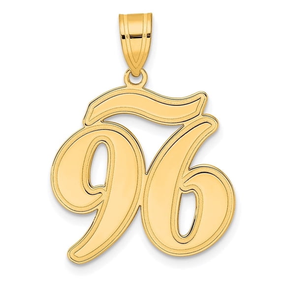 Auriga Fine Jewelry 14K Yellow Gold Brushed Border Script Number 96 Pendant for Women