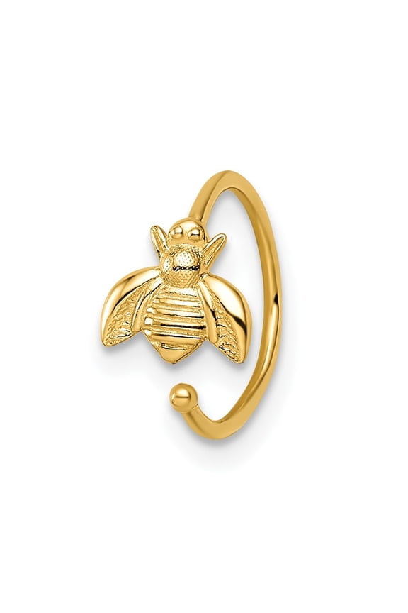 Fine Jewelry 14K Yellow Gold Bumble Bee Nose Ring/ Ear Cuff for Women (L- 6.42mm, W-6.79mm)