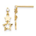 thumbnail image 1 of Auriga Fine Jewelry 14K Yellow Gold CZ Star Dangle Earrings for Women (L- 15mm, W-6mm), 1 of 6