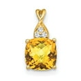thumbnail image 1 of Auriga Fine Jewelry 14K Yellow Gold Checkerboard Citrine and Diamond Pendant for Women (L-13.5mm, W-7mm), 1 of 4