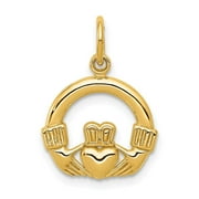 Auriga Fine Jewelry 14K Yellow Gold Claddagh Charm Pendant for Women (L-19 mm,W-14 mm)