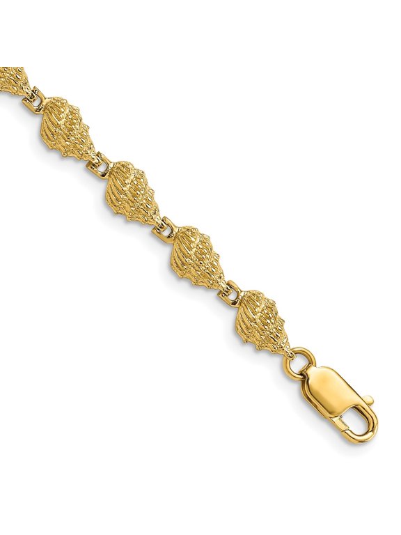 Fine Jewelry 14K Yellow Gold Conch Shell Bracelet 7 inch for Women