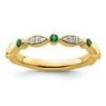 thumbnail image 1 of Auriga Fine Jewelry 14K Yellow Gold Created Emerald and Diamond Ring for Women Size 8, 1 of 3