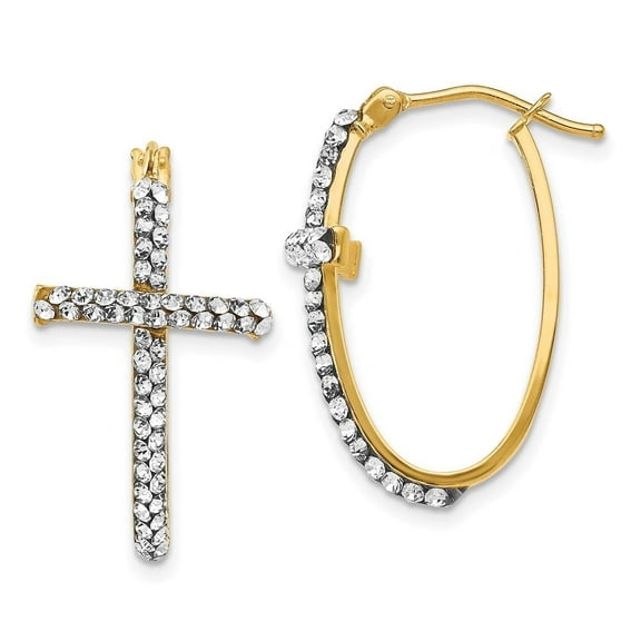 Auriga Fine Jewelry 14K Yellow Gold Crystals from Cross Hoop Earrings for Women